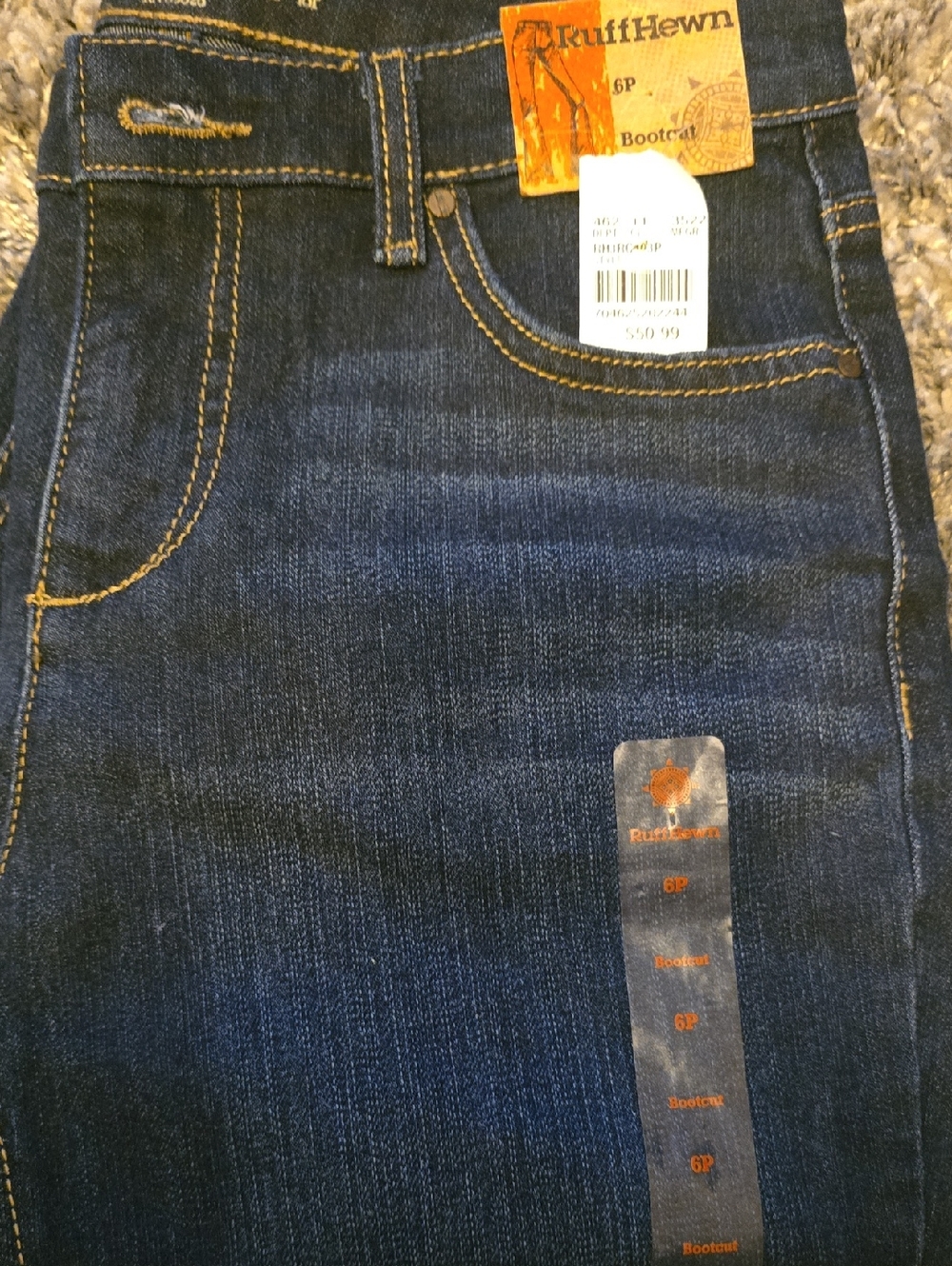Ruff Hewn Women's Indigo Bootcut Jeans with Contrast Stitching 6P